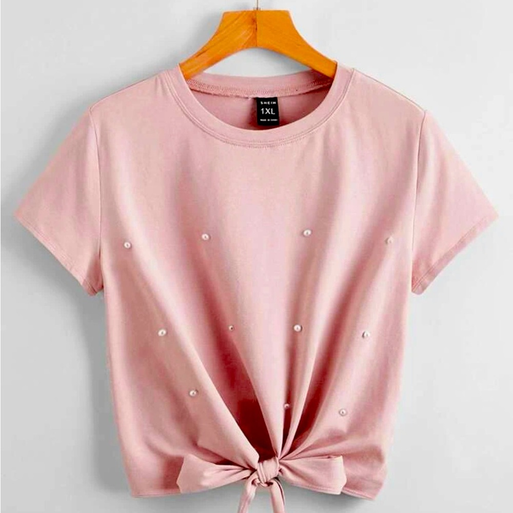 Shein pink with pearl shirt very cute and casual size 1x
